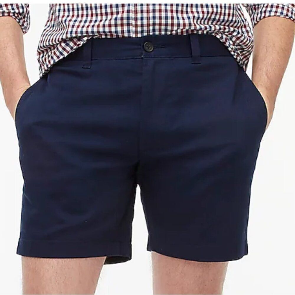 J. Crew Factory navy Blue 7" Flex chino shorts size 31 NWOT